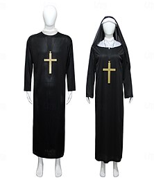 levne -Jeptiška Kněz Pár Halloween skupinové rodinné kostýmy Dospělé Pánské Dámské cosplay Párty Plesová maškaráda Jednoduchý karnevalový kostým