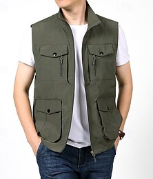 お買い得  -男性用 ハイキング ベスト ハイキング フリース地ベスト ノースリーブ ベスト アウトドア 高通気性 快適 ポケット ポリエステル ブラック アーミーグリーン カーキ色 狩猟 釣り 登山