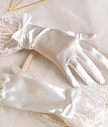 abordables -Satin Longueur Poignet Gant Dentelle Avec Noeud Gants de Mariage / Fête