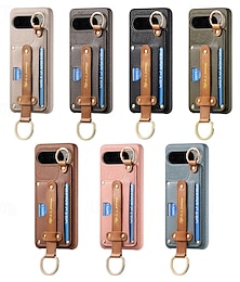 זול -טלפון מגן עבור Pixel 9 Pro XL Pixel 8 Pro Pixel 8 פיקסל 9 Pixel 7 Pixel 7 Pro Pixel 6 Pixel 6 Pro כיסוי אחורי עם מעמד עם רצועת יד חריץ לכרטיס רטרו TPU עור PU