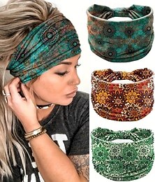 ieftine -1 bucată bandă pentru cap cu imprimeu boho, cu flori de mandala de epocă, accesorii pentru păr, pentru acoperirea capului elastică absorbantă de transpirație