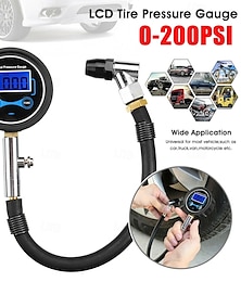 economico -auto moto furgone 0-200psi digitale lcd pompa aria pneumatici manometro tester manometro manometro digitale pressione pneumatici 200 psi con kit adattatore compatibile con auto moto bici