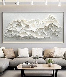 preiswerte -handgemachtes Original Schneeberg Ölgemälde auf Leinwand abstrakte Textur Winterlandschaft Wandkunst für Wohndekoration mit gespanntem Rahmen/ohne Innenrahmen Gemälde