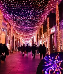 levne -50m 100m věnec vánoční stromeček víla světla 400 800led řetězec světlo ip65 vodotěsný řetěz venkovní zahradní dvůr věnec svatební party dovolená krajina dekorace osvětlení modrá barevná dc31v eu us au
