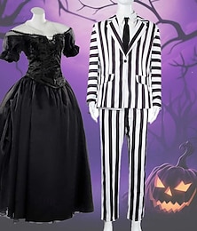 abordables -Lydia Deetz Mariées zombies Halloween Costumes de Groupe pour Couples d'Halloween Beetlejuice Beetlejuice 2 Couples Déguisement effrayant Adulte Homme Femmes Halloween Carnaval Performance Soirée