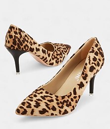 preiswerte -Damen High Heels mit spitzer Spitze und Stilettoabsatz im Leopardenmuster – stylische Pumps im Animalprint für Partys und das Büro