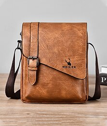economico -borsa a tracolla da uomo in similpelle marrone con tracolla regolabile – borsa a tracolla in stile vintage per l'uso quotidiano e i viaggi