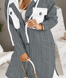 abordables -Femmes Veste Décontractée Veste à Capuche Vacances Avec Poches Couleur Unie Chaud Mode Coupe régulière Vêtements d'extérieur manche longue Printemps Noir S