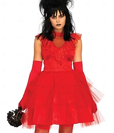 abordables -Mariée Fantôme Lydia Deetz Halloween Robe Gants Beetlejuice Déguisement Cosplay Adulte Femmes Halloween Carnaval Mascarade Fête / Soirée Déguisements d'Halloween faciles Se déguiser