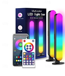 billige -2 Pakker LED Smart Lys Bluetooth Skrivebords Atmosfærelys RGB Fargerik Spill Datamaskin LED med Musikk Pickup APP Kontroll Esports Oppsett