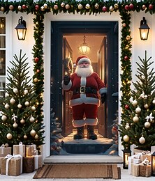 economico -decorazioni natalizie per porte copriporta arazzo di Babbo Natale in piedi per porte tenda per porta decorazione sfondo striscione per porta d'ingresso fattoria decorazioni per feste forniture per