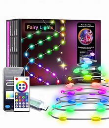お買い得  -LEDスマートライト Tuyaインテリジェントポイントコントロールレザー配線ライト IP68防水クリスマスツリーライト WiFi制御 カラフルLEDライトストリング USB電源 リモコン付き