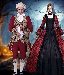 abordables -Princesse Prince Vampire Halloween Tenues Costumes de Groupe pour Couples d'Halloween Couples Style Royal Rococo Baroque Adulte Homme Femmes Halloween Carnaval Performance Soirée Mascarade