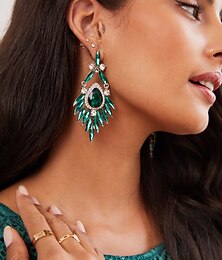 voordelige -elegante smaragdgroene kristallen statement oorbellen voor dames - glamoureuze oorbellen voor bruiloften, feesten en formele gelegenheden