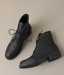 abordables -Botines marrones con cordones y detalle de cremallera para mujer: elegantes botas de combate vintage para otoño y para uso informal