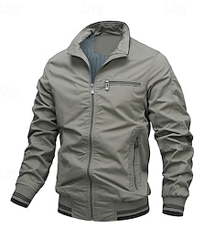 economico -Per uomo Giacca leggera Giacca pratica Giacca sportiva Giornaliero Da mare Traspirante Tasche Primavera & Autunno Color Block Di tendenza Classico Colletto Mao Standard Nero Verde Cachi Grigio Giacca