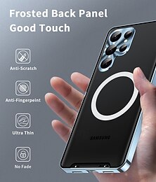 abordables -teléfono Funda Para Samsung galaxia S25 S24 S23 S23 FE S22 S21 ultra plus adsorción magnética Con Magsafe Protector de lente de cámara Soporte de carga inalámbrica Antigolpes Acrílico Aleación de