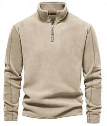 economico -Per uomo Felpa con cappuccio e zip Felpa con zip corta Nero Blu Marrone Verde Cachi Mezza zip Semplice Sport & Outdoor Casuale Quotidiano senza stampa Poliestere Attivo Cool Casual Primavera