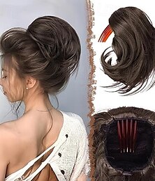 economico -Chignon Chignon Con clip Capelli sintetici Pezzo di capelli Estensione capelli Ondulato Feste Giornaliero Da tutti i giorni Marrone Grigio Biondo