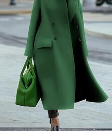 economico -Per donna Cappotto invernale Cappotto Mantello / mantelle Antivento Tenere al caldo Tasche Informale Stile di strada Liscio Da mare Ufficio Strada Da tutti i giorni Monopetto Collo ripiegabile Morbido