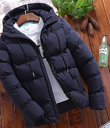 economico -Per uomo Cappotto Invernale Giacca imbottita Giacca Imbottita Tasca Cotone Vacanza Abbigliamento quotidiano Data Regolare Moda Casual Confortevole Calore Termico Inverno Colore Solido / Tinta Unita