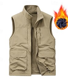 halpa -Miesten Vaellusliivi Fleece-liivi, vaellus Hihaton Liivi Ulko- Pidä lämpimänä Fleece-vuori Mukava Talvi Tasku Useita taskuja Teryleeni Armeijan vihreä Khaki Tumman sininen Metsästys Kalastus Kiipeily