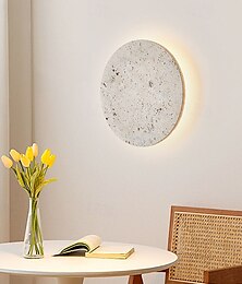 economico -applique da parete a led per interni a raggio caldo 20/25/30cm minimalista creativo giallo travertino applique da parete wabi-sabi crema stile lampada da comodino rotonda soggiorno camera da letto