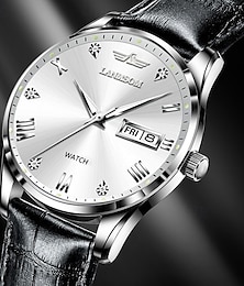 abordables -Reloj de Cuarzo para Hombre de Marca Reloj de Moda Deportiva con Doble Calendario Resistente al Agua Luz Nocturna Reloj de Cuarzo Automático totalmente de Acero