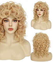 economico -Parrucca Riccia Bionda Parrucca Corto per Carnevale Anni '50 Parrucche per Donne Parrucche Divertenti per Donne Bionde per Costume Cosplay Parrucche Anni '60 per Donne Parrucca da Festa Parrucche di