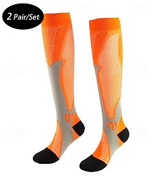 abordables -2 pares Hombre Calcetines de compresión Calcetines de senderismo Transpirable Suave Eslático Cómodo Al aire libre Retazos Chinlon Negro Blanco Rosa claro para Caza Ciclismo / Bicicleta Camping
