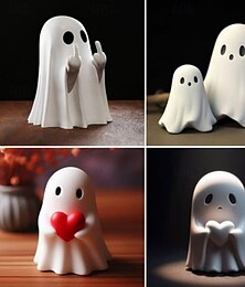 levne -halloween roztomilá figurka ducha - prostředníček strašidelná socha ducha z pryskyřice, roztomilá dekorace ducha pro halloweenskou výzdobu, verandu a vnitřní strašidelné bytové dekorace 10x10x10cm