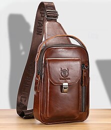 economico -borsa a tracolla da uomo in pelle marrone con più scomparti e tracolla regolabile, ideale per i viaggi e l'uso quotidiano