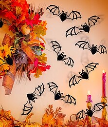 abordables -Calcomanías de pared de murciélagos 3D de Halloween, pegatinas de mariposas para la decoración de la pared del fondo del dormitorio, decoraciones de habitación de Halloween aterradoras y extraíbles