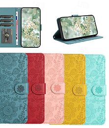 billiga -telefon fodral Till iPhone 16 iPhone 15 iPhone 14 13 12 11 Pro Max Plus Mini SE Plånboksfodral med handledsrem Stöd Varm Blomma Blommor TPU PU läder