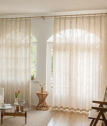 abordables -Rideau d'écran semi-transparent un panneau style minimaliste moderne avec écran de fenêtre en coton de chanvre épaissi salon chambre salle à manger salle d'étude