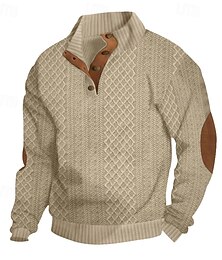 economico -Per uomo Maglia Nero Bianco Verde militare Cachi Grigio scuro Colletto Mao Semplice Jacquard Patchwork A coste Testurizzato Quotidiano Ferie Uscire Poliestere Testurizzato Streetwear Casual Autunno