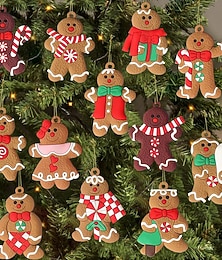 economico -12 pezzi di ornamenti a forma di omino di pan di zenzero per l'albero di Natale, ornamenti assortiti di statuette di pan di zenzero in plastica, decorazioni da appendere all'albero di Natale, alte 3