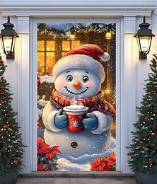 economico -decorazioni natalizie per porte copriporta pupazzo di neve di natale cioccolata calda arazzo per porte tenda per porte decorazione fondale striscione per porte interno/esterno per porta d'ingresso