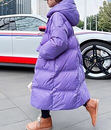 preiswerte -Kinder Mädchen Daunenmantel Einfarbig Mode Tasche Schule Mantel Oberbekleidung 4-12 Jahre Herbst Schwarz