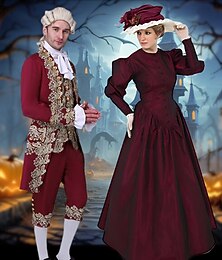 abordables -Princesse Prince Reine Halloween Tenues Couples Rétro Style Royal Rococo Adulte Homme Femmes Halloween Carnaval Performance Soirée Mascarade Déguisements d'Halloween faciles Se déguiser