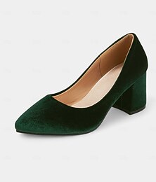 preiswerte -Elegante Pumps aus grünem Samt mit Blockabsatz für Damen – spitze Abendschuhe fürs Büro, Partys und formelle Anlässe