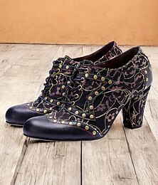 ieftine -pantofi oxford vintage cu șiret pentru damă – model floral cu detalii împânzite pentru stiluri retro și steampunk
