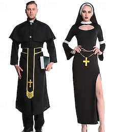 abordables -Religieuse Prêtre Couples Costume de Cosplay Déguisements de couple Adulte Homme Femme Cosplay Déguisement Sexy Carnaval Mascarade Costume de carnaval facile