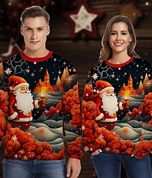 abordables -Navidad Papá Noel Pullover Sudadera navideña divertida Impresión 3D 3D Navidad Gráfico Para Pareja Hombre Mujer Adulto Navidad Mascarada Impresión 3D Fiesta Festival