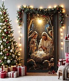 abordables -bannière de noël décorations de porte de Noël, couvertures de porte, scène de la nativité, tapisserie de porte, , décoration, toile de fond, bannière de porte pour porte d'entrée