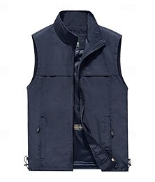 abordables -Hombre Chaleco Chaqueta táctica Chaleco de pesca Casual Diario Ropa Deportiva Otoño invierno Sexy Poliéster Color sólido/liso Cremallera Cuello Mao Holgado Negro Rojo Caqui Verde Ejército Chaleco
