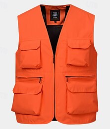 economico -Per uomo Gilet Gilet da pesca Gilet da escursione Giornaliero Appuntamento Da mare Di tendenza Informale Primavera & Autunno Retato Tasche Poliestere Traspirante Comodo Liscio Cerniera A V Standard