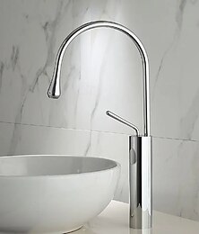 economico -Lavandino rubinetto del bagno - Cascata Galvanizzato Installazione centrale Una manopola Un foroBath Taps