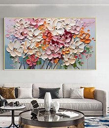 preiswerte -3D-Blumenölgemälde, handgemaltes 3D-Blumengemälde, handgefertigtes Palettenmesser, Blumen-Ölgemälde, Wandkunst, großes 3D-Strukturgemälde, moderne dekorative Gemälde, impressionistisches abstraktes
