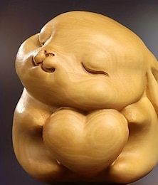 お買い得  -愛らしい愛らしいウサギの手作り木製フィギュア - コレクションフィギュア、かわいいデスクデコレーション、絶妙な彫刻のディテールを備えた手工芸品シリーズのギフト用品